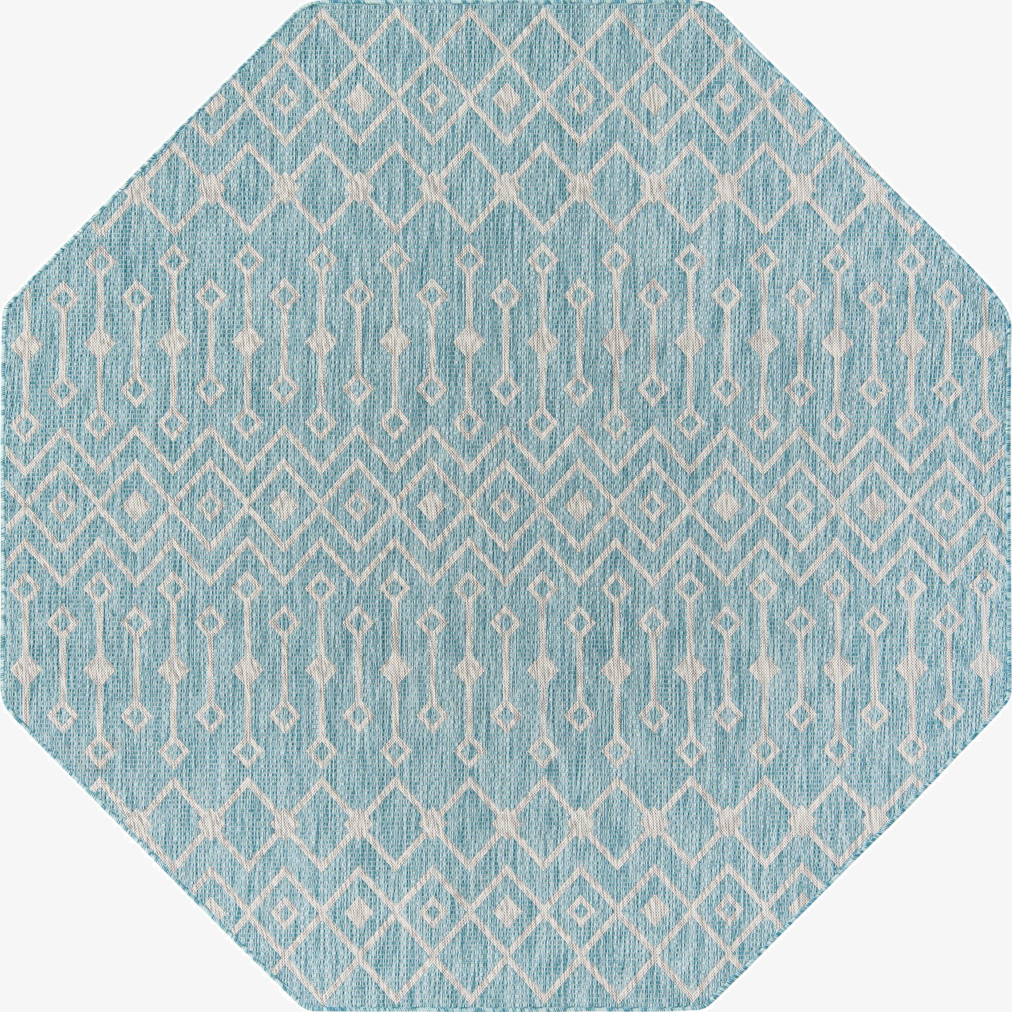 7' 10 x 7' 10 Washable Lattice Indoor / Outdoor Octagon Rug