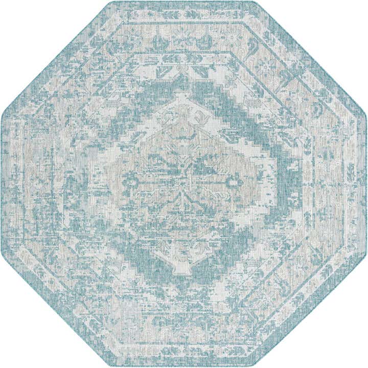 7' 10 x 7' 10 Easy-Clean Traditional Indoor / Outdoor Octagon Rug