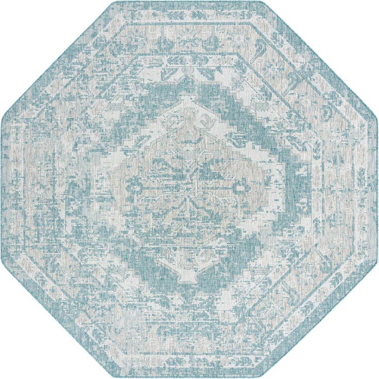 Detail image of 7' 10 x 7' 10 Easy-Clean Traditional Indoor / Outdoor Octagon Rug