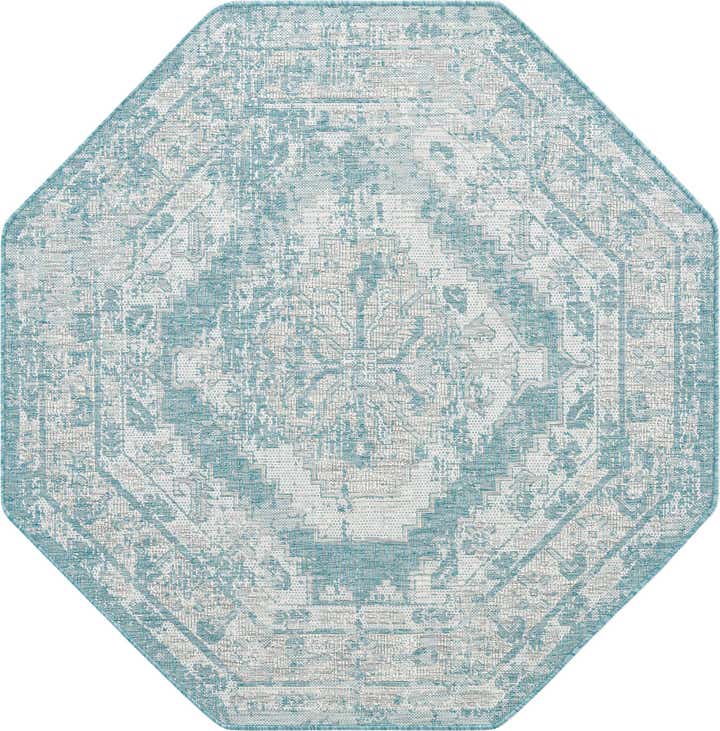 5' 3 x 5' 3 Easy-Clean Traditional Indoor / Outdoor Octagon Rug