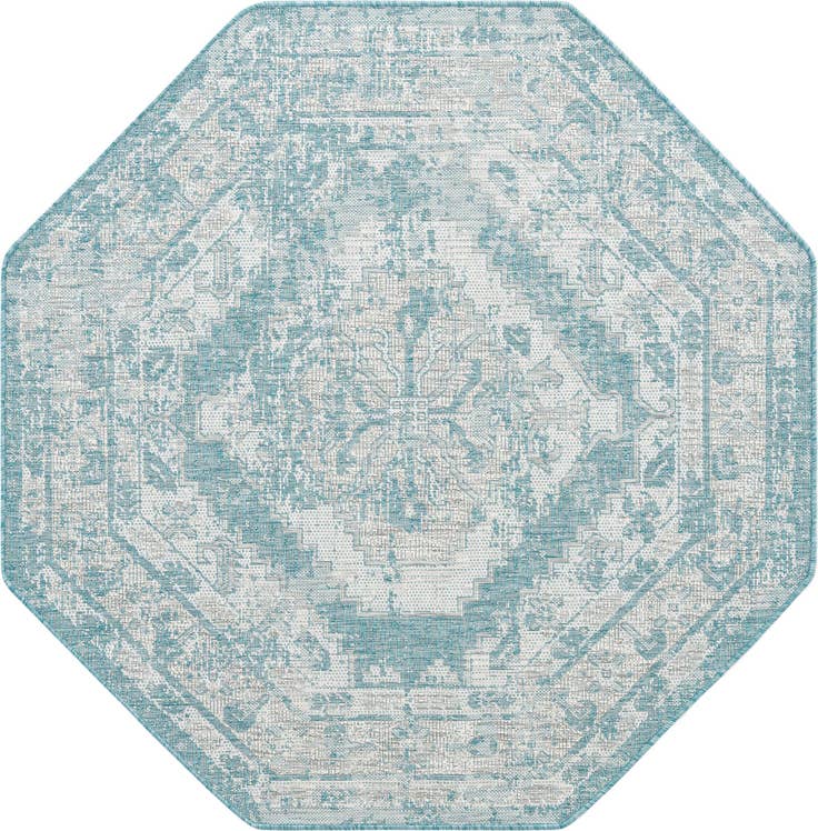 Detail image of 5' 3 x 5' 3 Easy-Clean Traditional Indoor / Outdoor Octagon Rug