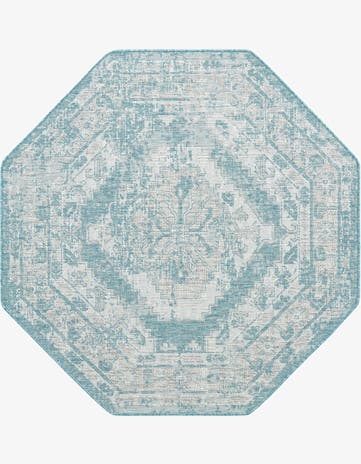 5' 3 x 5' 3 Easy-Clean Traditional Indoor / Outdoor Octagon Rug