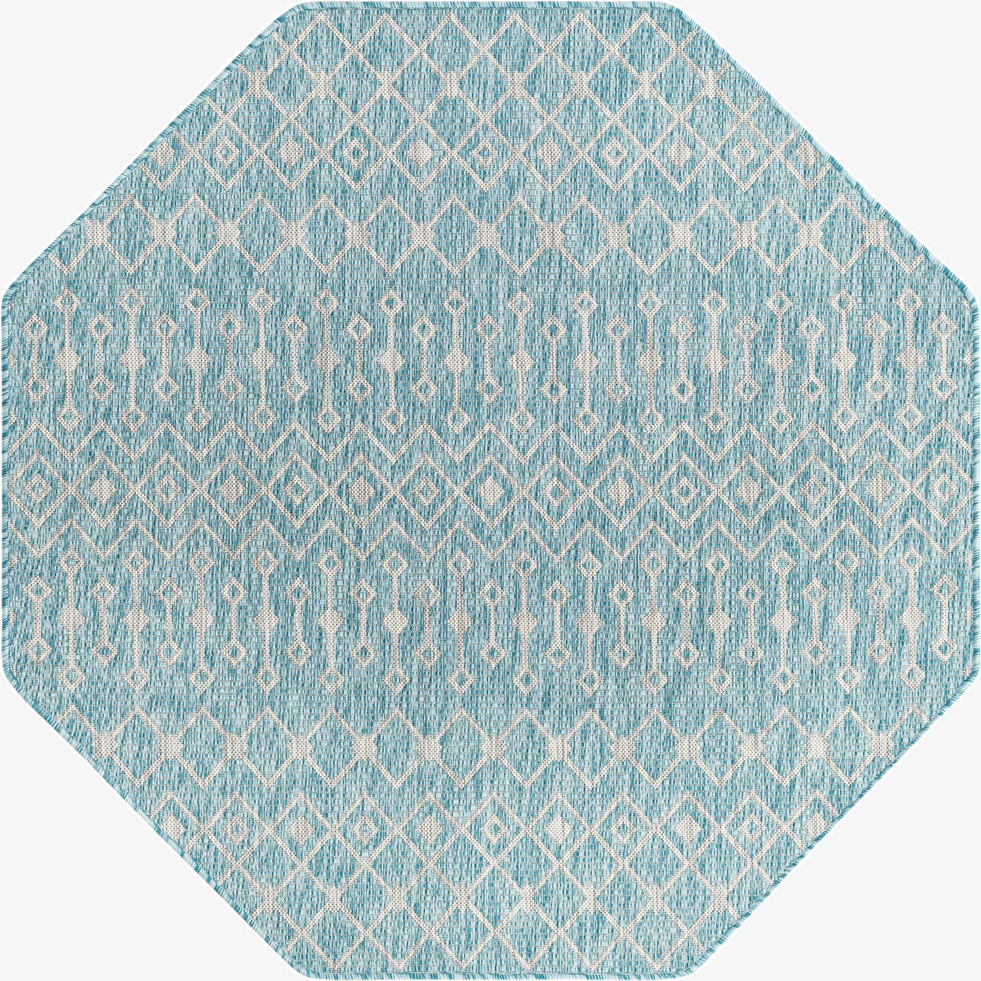 5' 3 x 5' 3  Washable Trellis Indoor / Outdoor Octagon Rug