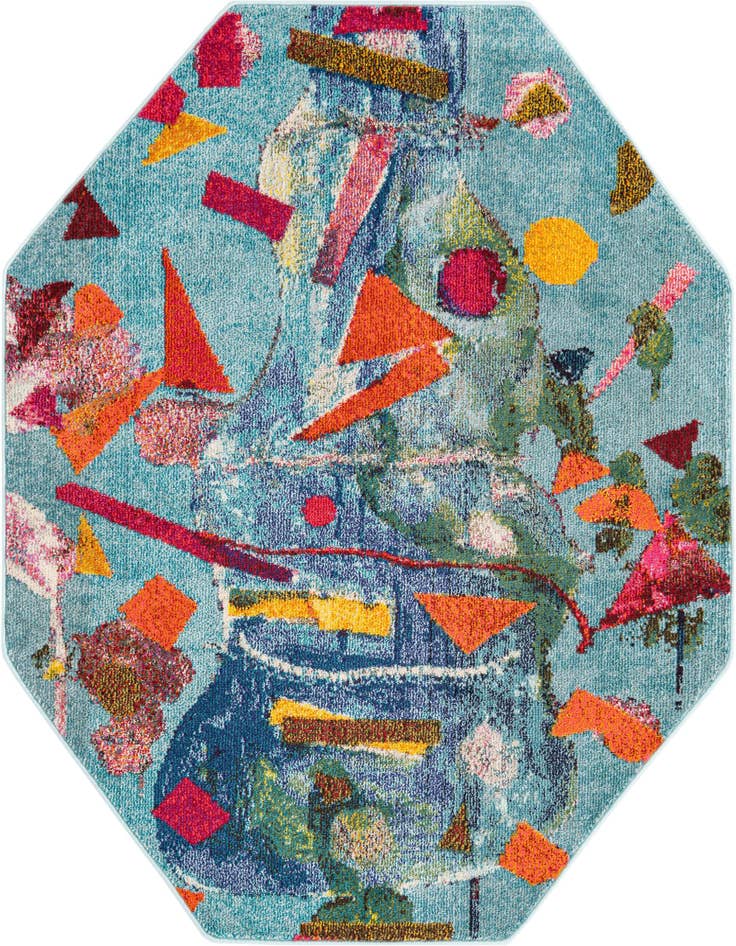 Detail image of 5' 3 x 5' 3 Washable Vivid Octagon Rug