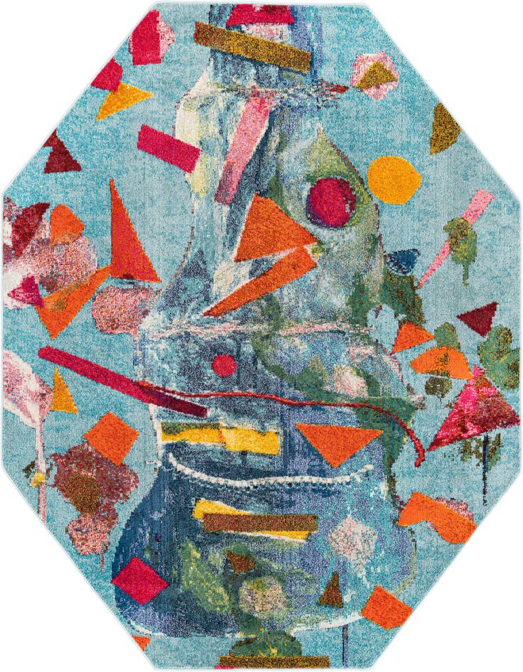 Detail image of 7' 10 x 7' 10 Washable Vivid Octagon Rug