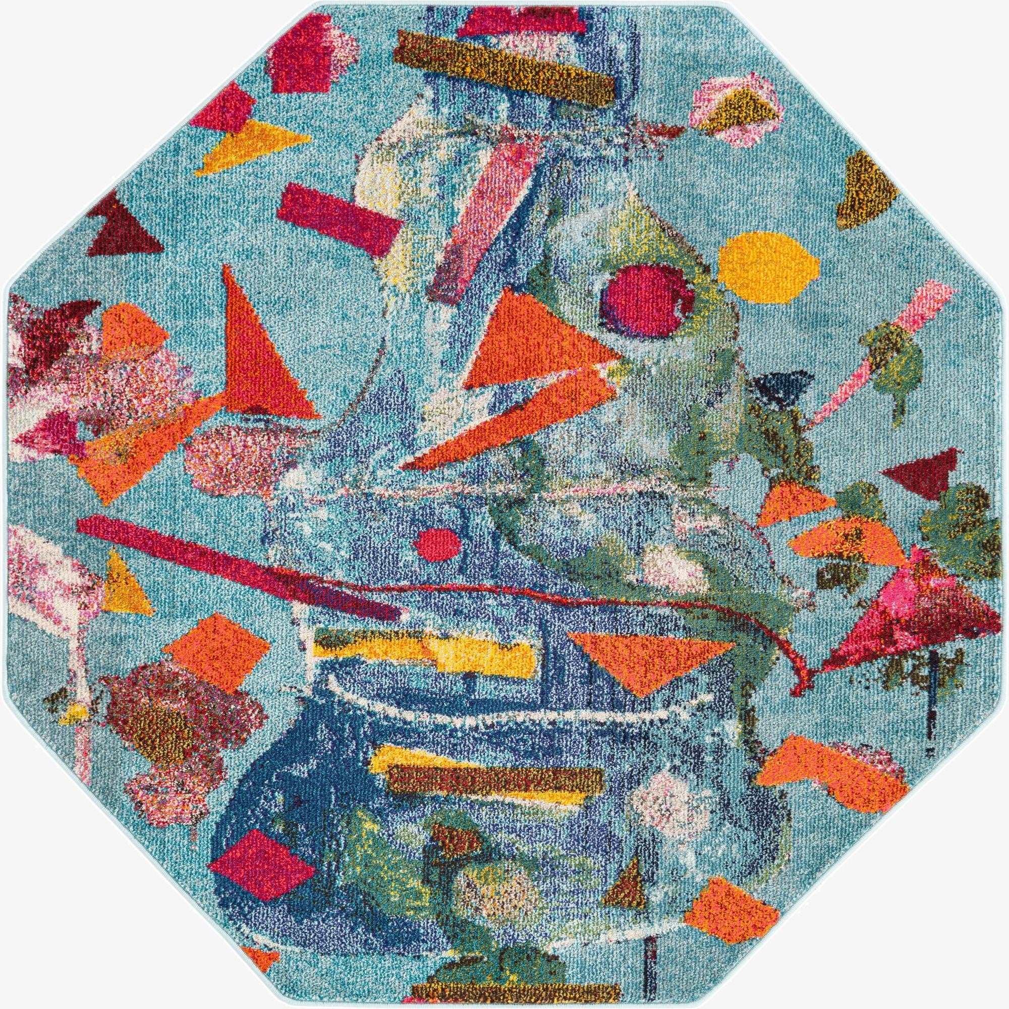 5' 3 x 5' 3  Washable Vivid Octagon Rug