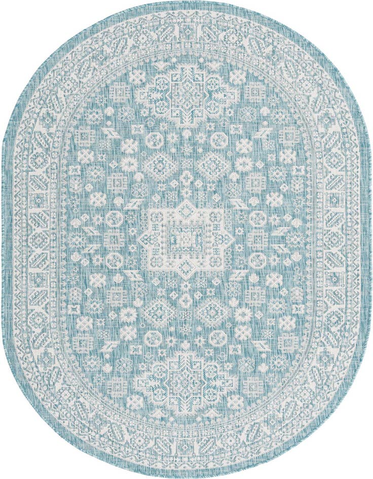 Detail image of 5' 3 x 8' Easy-Clean Aztec Indoor / Outdoor Oval Rug