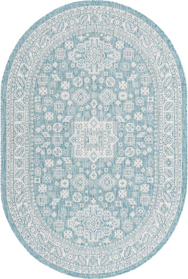 Detail image of 5' 3 x 8' Easy-Clean Aztec Indoor / Outdoor Oval Rug