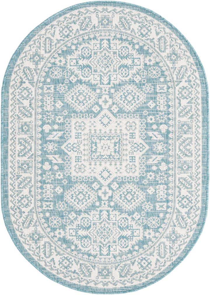3' x 5' 3 Easy-Clean Aztec Indoor / Outdoor Oval Rug