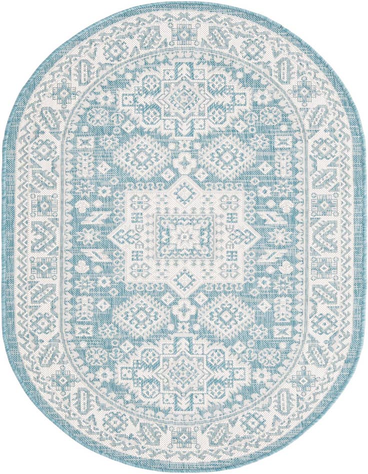 Detail image of 3' x 5' 3 Easy-Clean Aztec Indoor / Outdoor Oval Rug