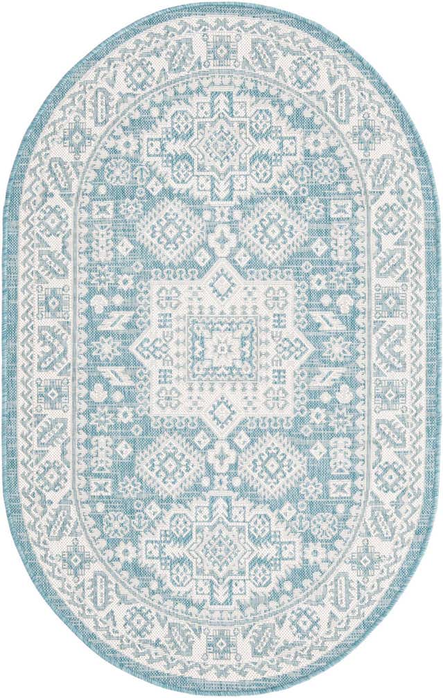3' x 5' 3 Easy-Clean Aztec Indoor / Outdoor Oval Rug
