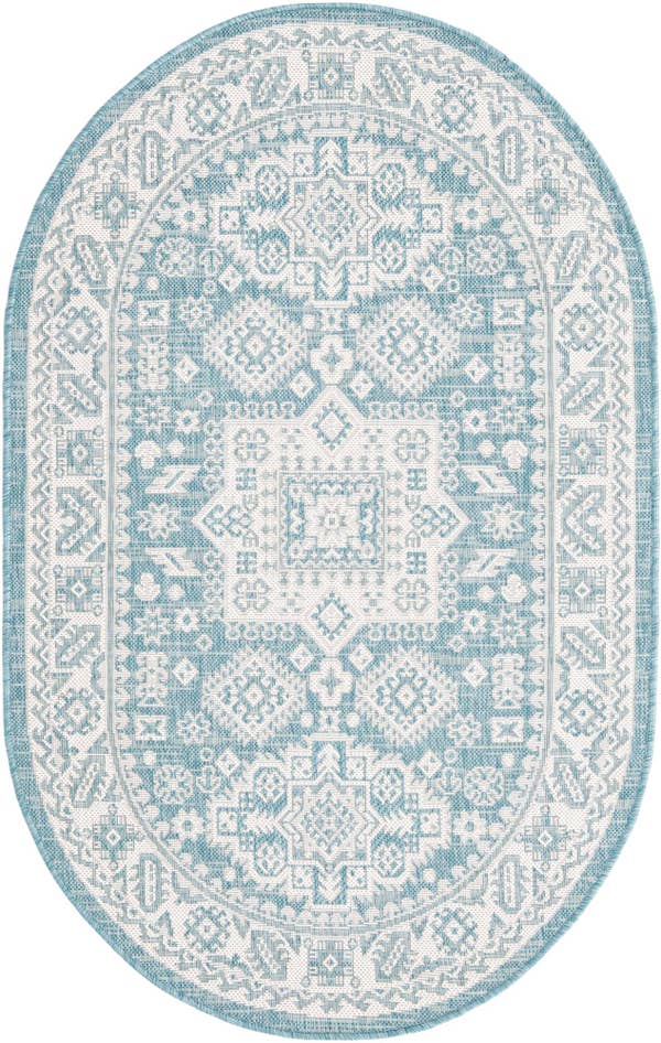 Detail image of 3' x 5' 3 Easy-Clean Aztec Indoor / Outdoor Oval Rug