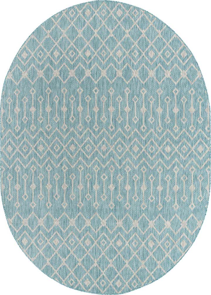 7' 10 x 10' Easy-Clean Lattice Indoor / Outdoor Oval Rug