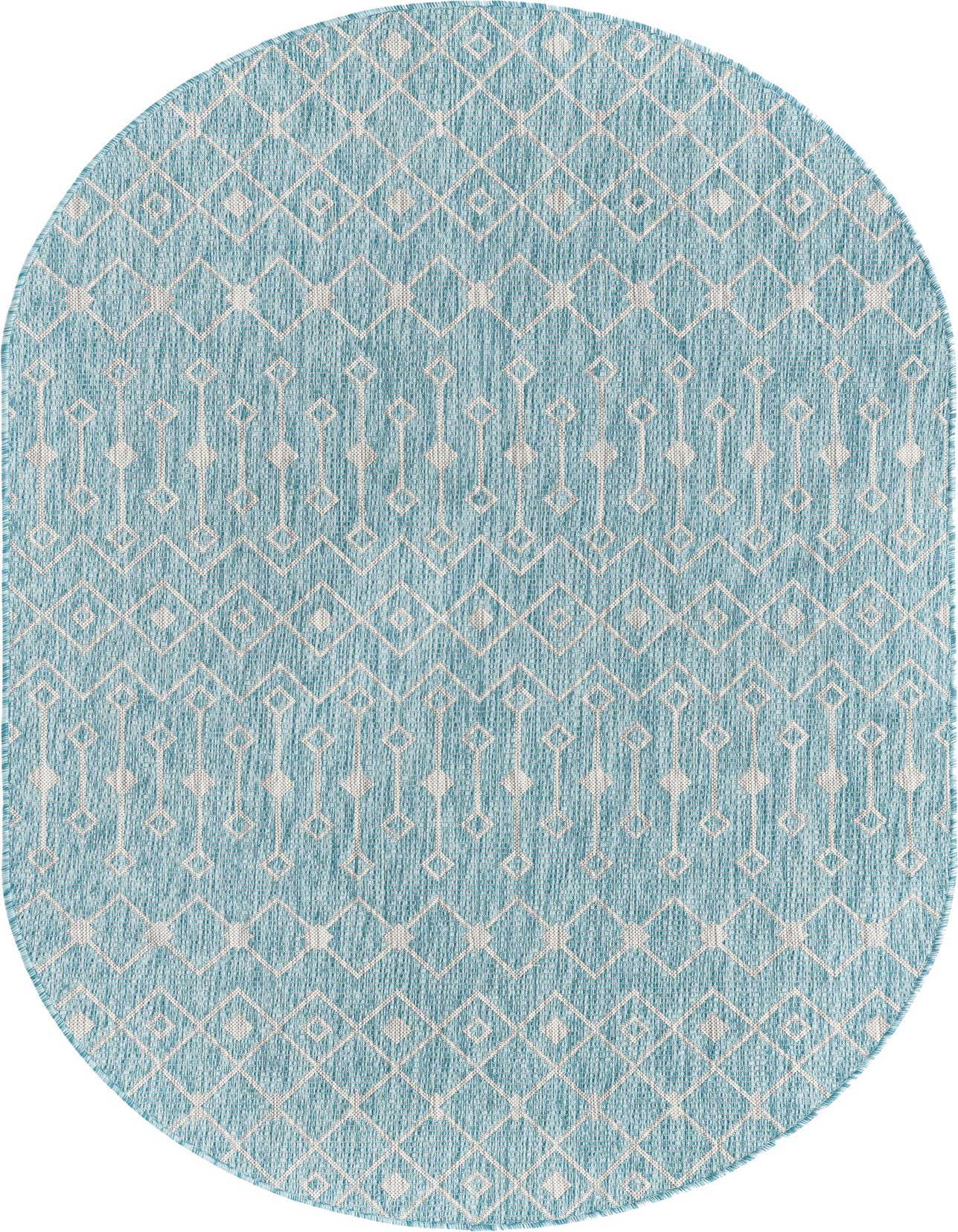 5' 3 x 8' Easy-Clean Lattice Indoor / Outdoor Oval Rug