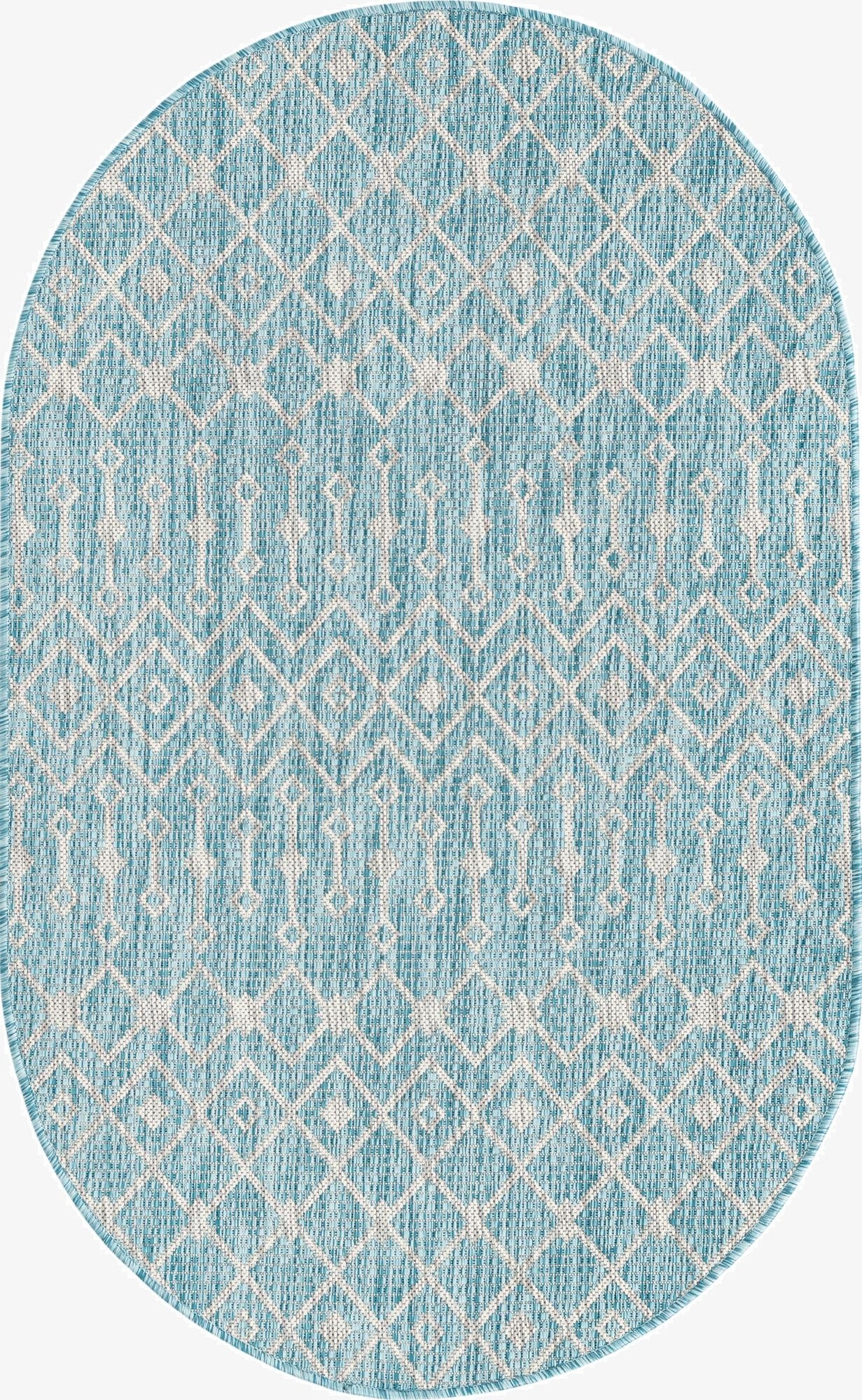 3' x 5' 3 Washable Lattice Indoor / Outdoor Oval Rug