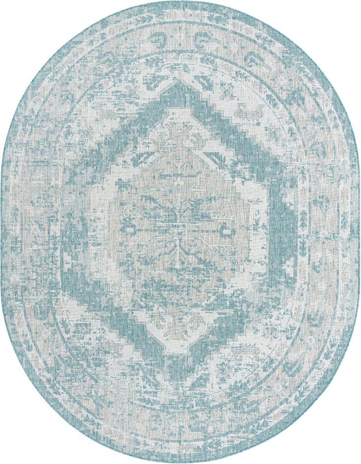 Detail image of 7' 10 x 10' Easy-Clean Traditional Indoor / Outdoor Oval Rug