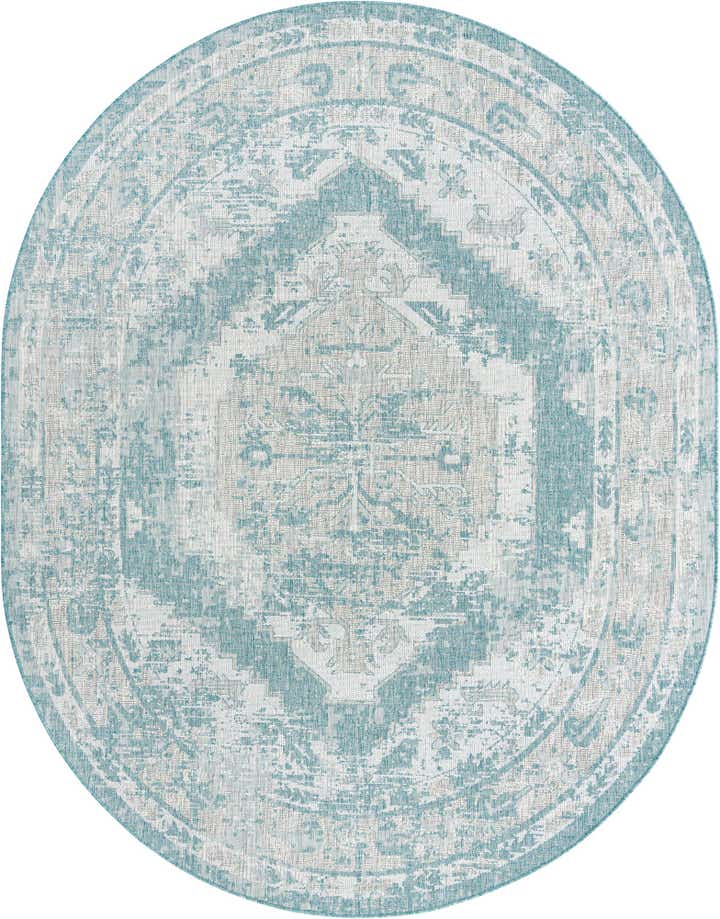 7' 10 x 10' Easy-Clean Traditional Indoor / Outdoor Oval Rug