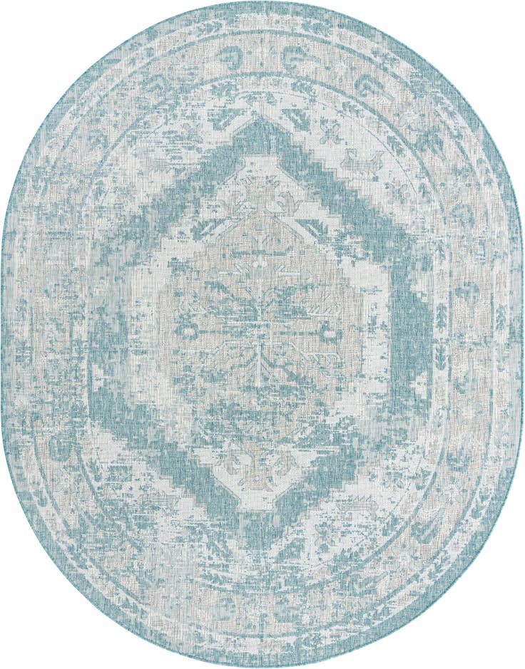 Detail image of 7' 10 x 10' Easy-Clean Traditional Indoor / Outdoor Oval Rug