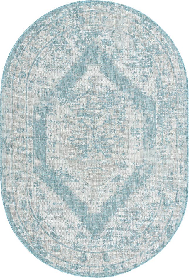 Detail image of 5' 3 x 8' Easy-Clean Traditional Indoor / Outdoor Oval Rug