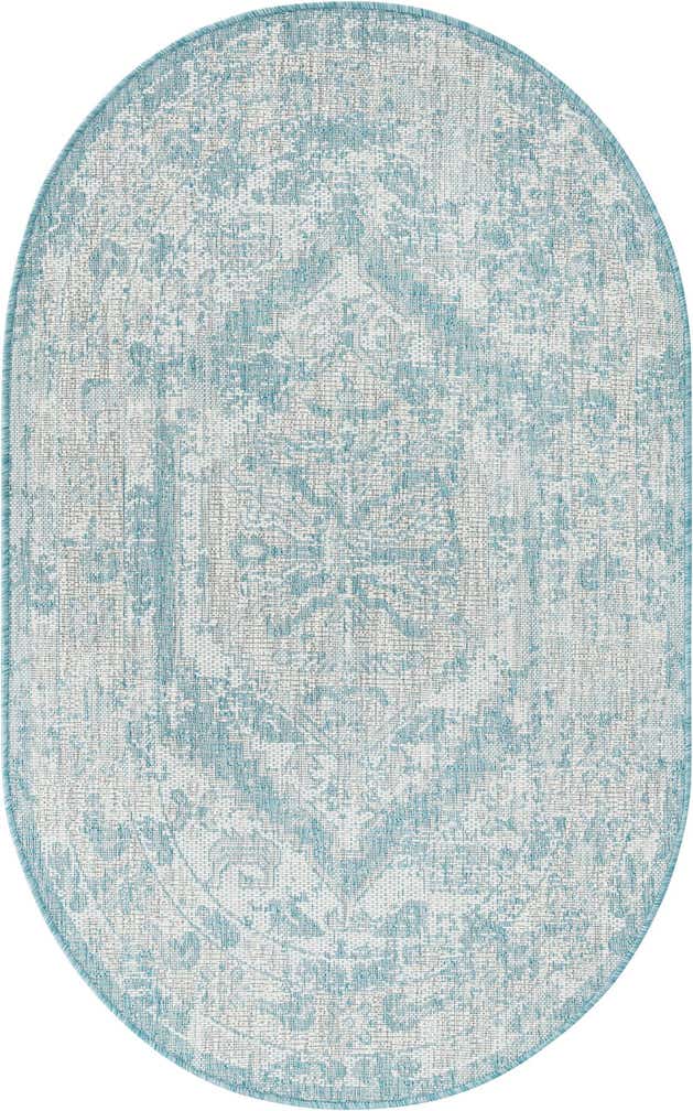 3' x 5' 3 Easy-Clean Traditional Indoor / Outdoor Oval Rug
