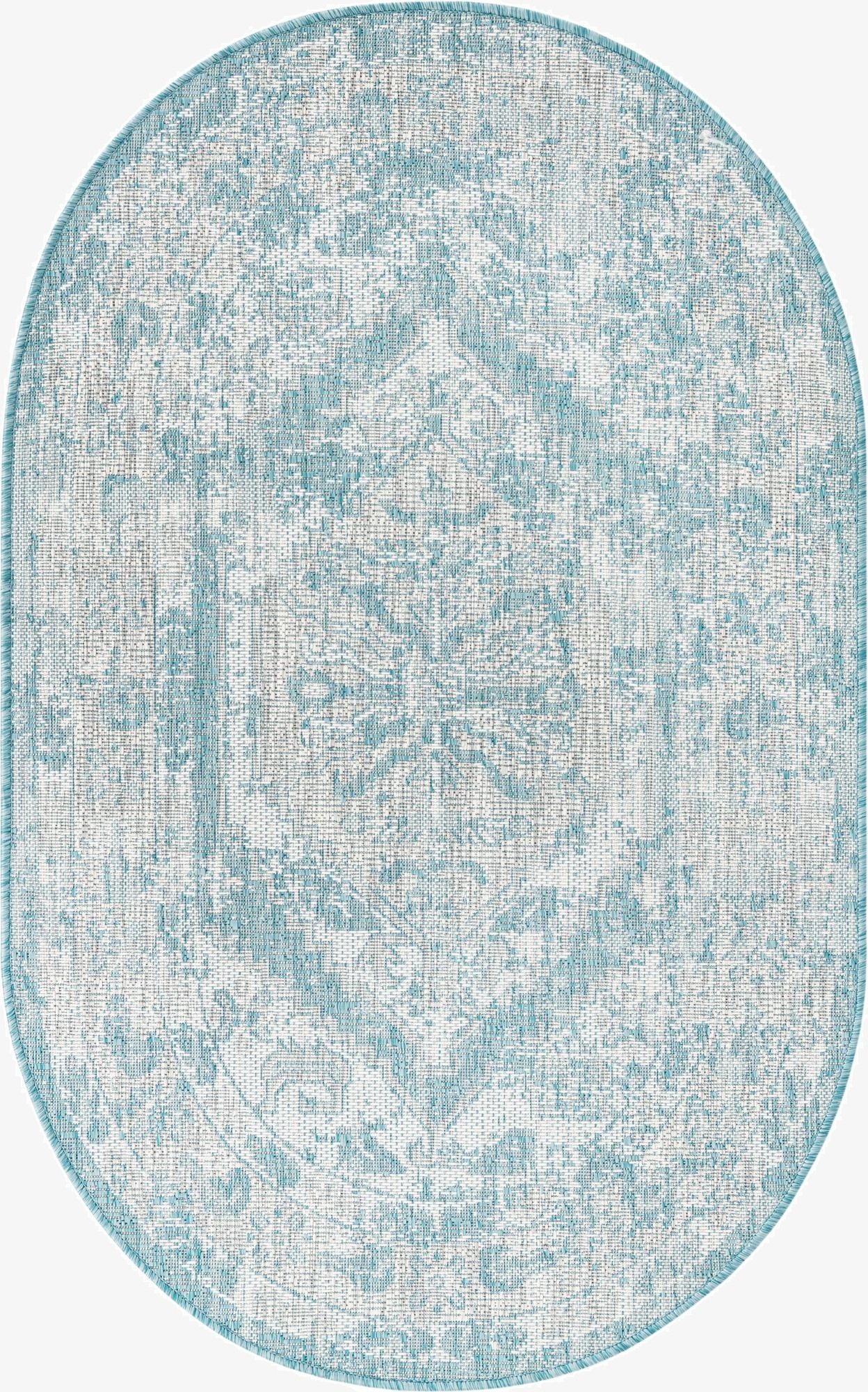 3' x 5' 3  Washable Traditional Indoor / Outdoor Oval Rug