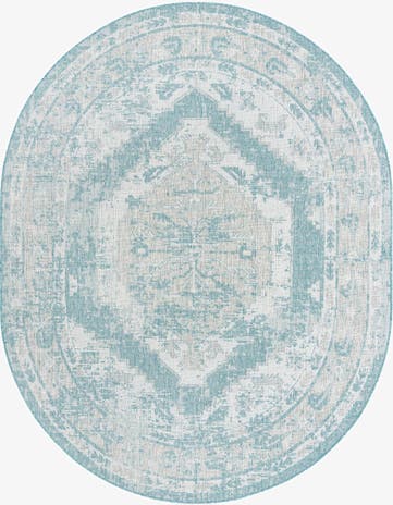 7' 10 x 10' Easy-Clean Traditional Indoor / Outdoor Oval Rug