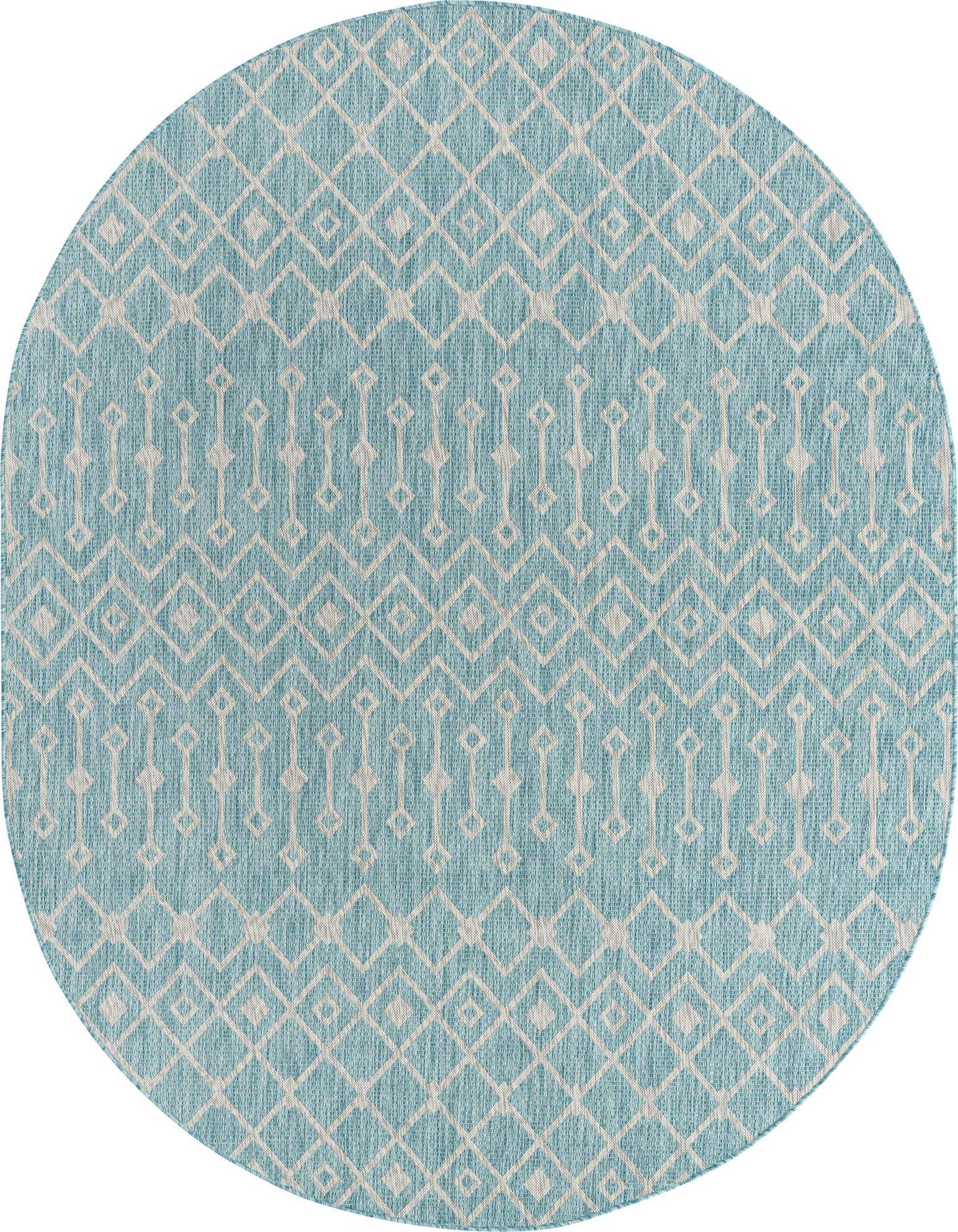 7' 10 x 10' Easy-Clean Trellis Indoor / Outdoor Oval Rug