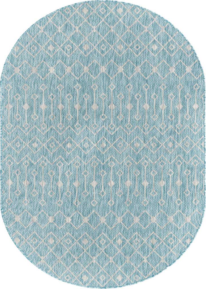 5' 3 x 8' Easy-Clean Trellis Indoor / Outdoor Oval Rug