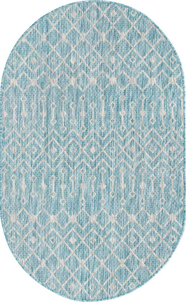 3' x 5' 3 Easy-Clean Trellis Indoor / Outdoor Oval Rug