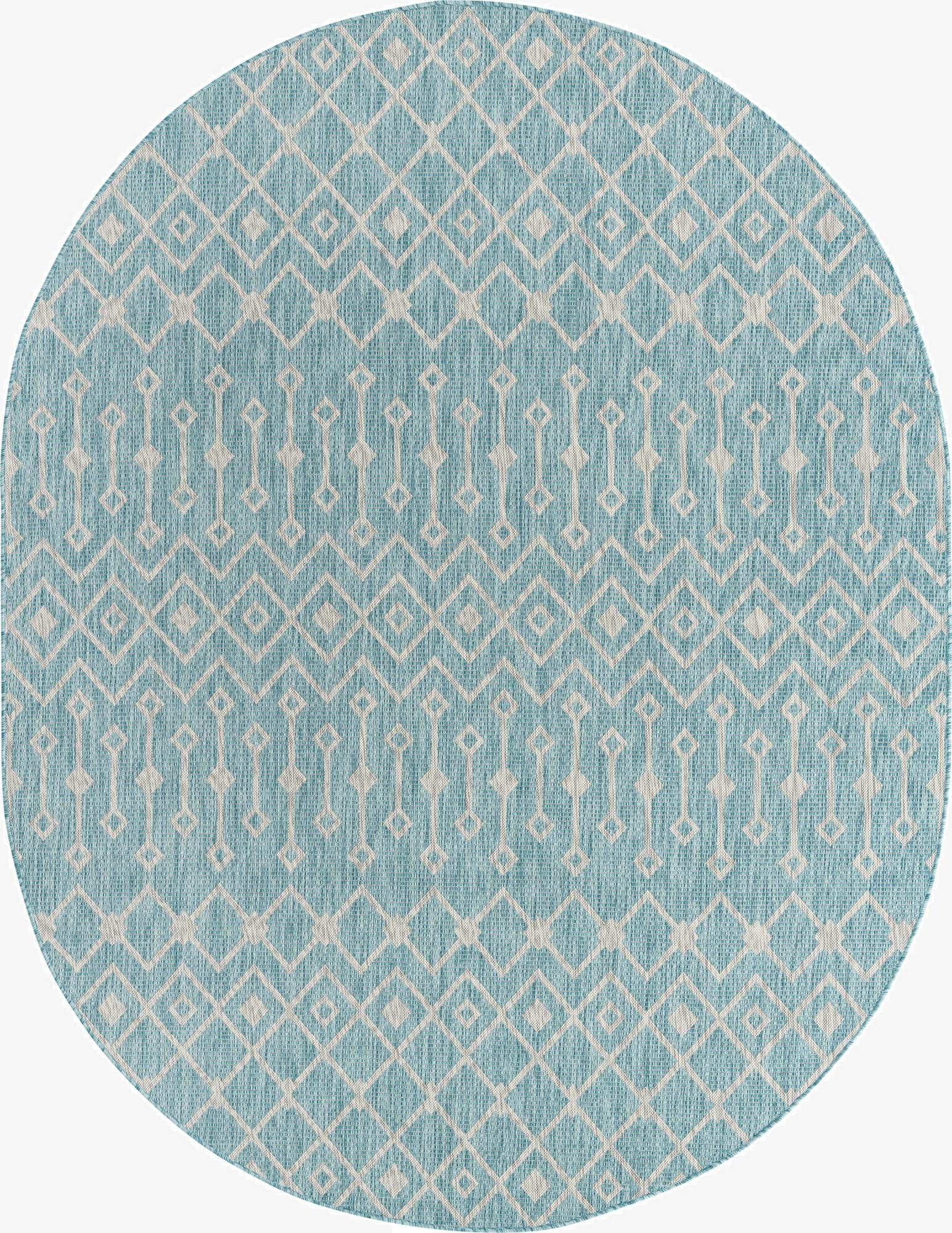 7' 10 x 10'  Washable Trellis Indoor / Outdoor Oval Rug