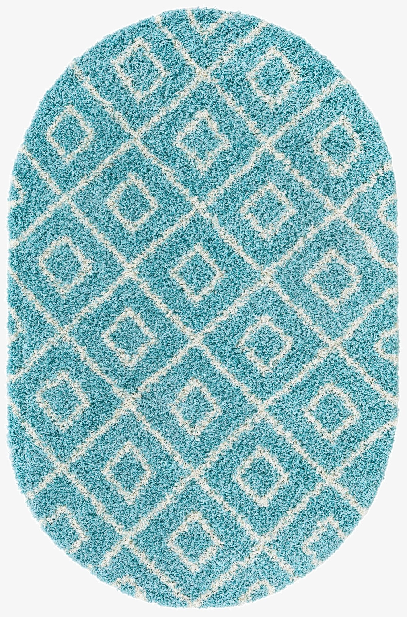 5' 3 x 8' Trellis Shag Oval Rug