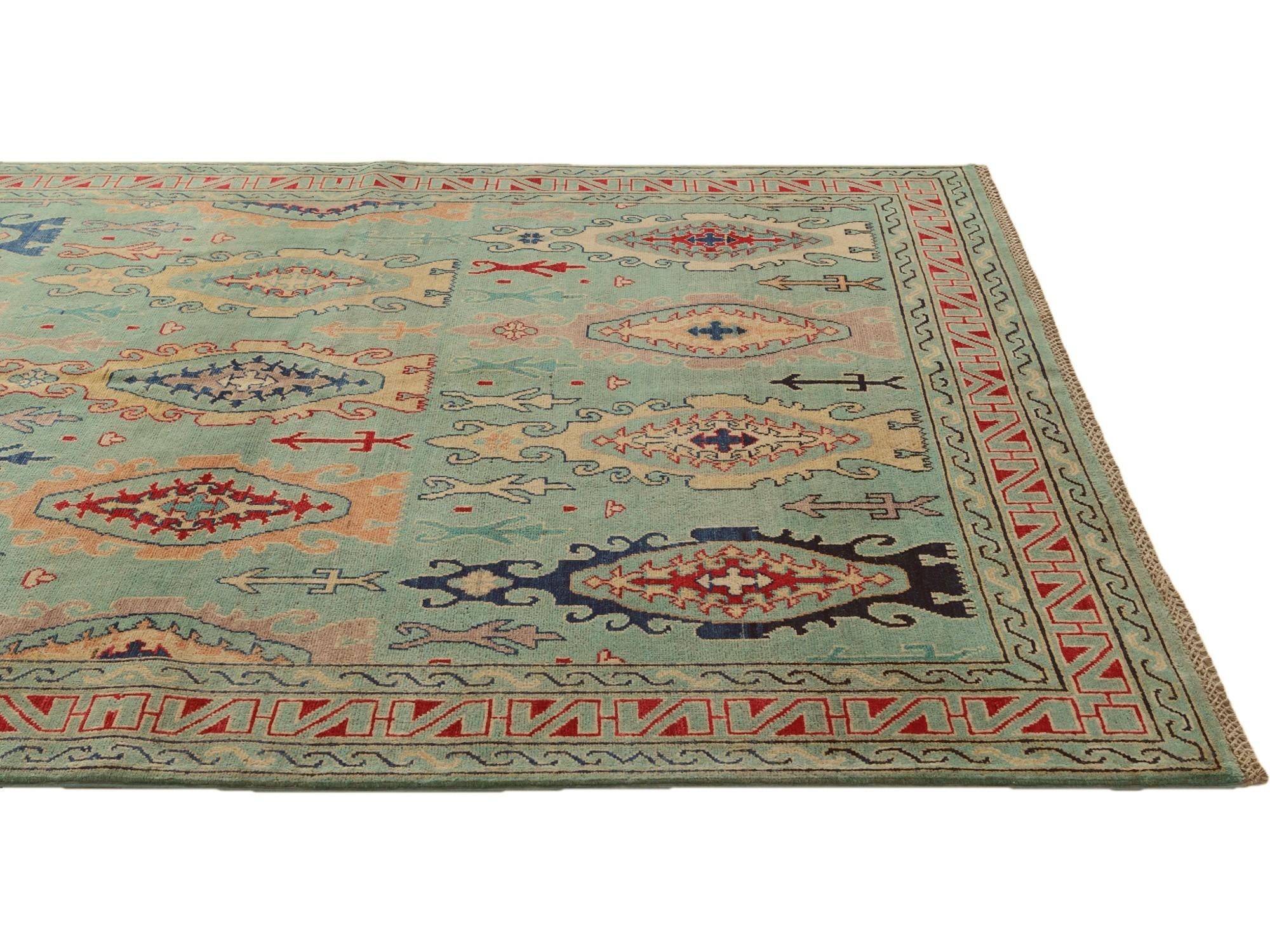 5' 8 x 8' 1 Hand Knotted Kazak Rug