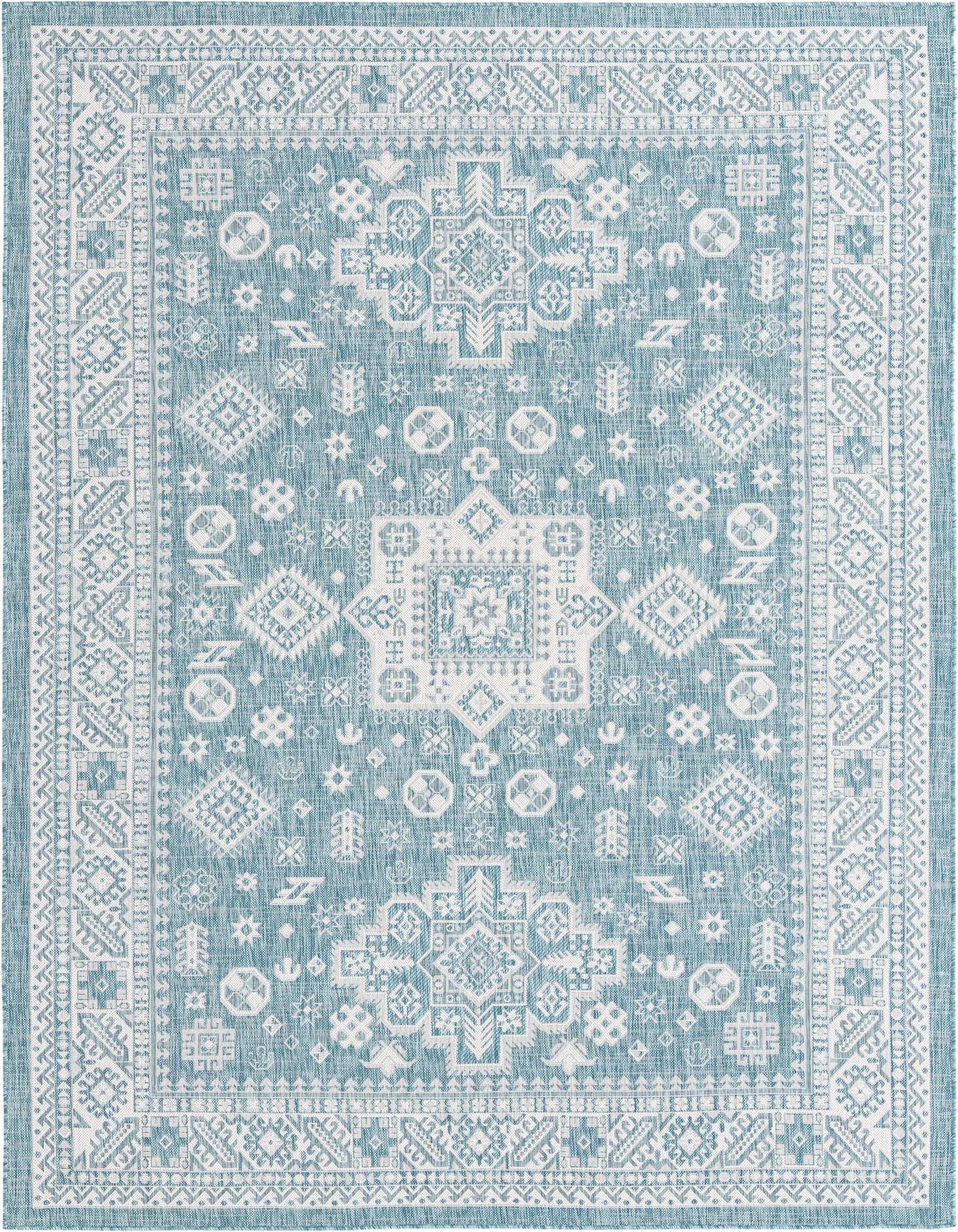 7' 10 x 11' Easy-Clean Aztec Indoor / Outdoor Rug