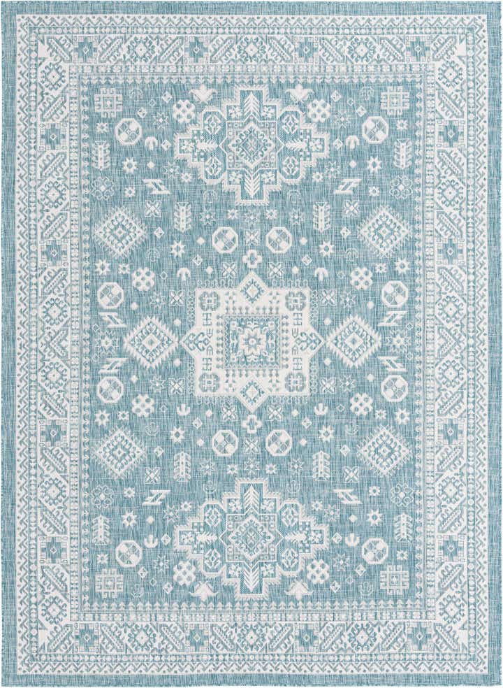 7' 10 x 11' Easy-Clean Aztec Indoor / Outdoor Rug