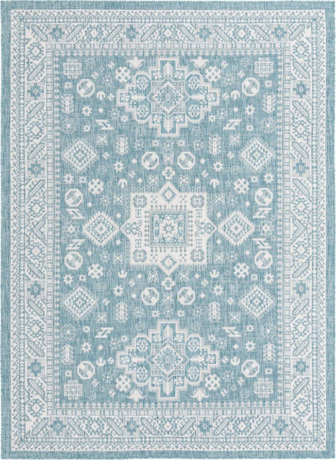 Detail image of 7' 10 x 11' Easy-Clean Aztec Indoor / Outdoor Rug