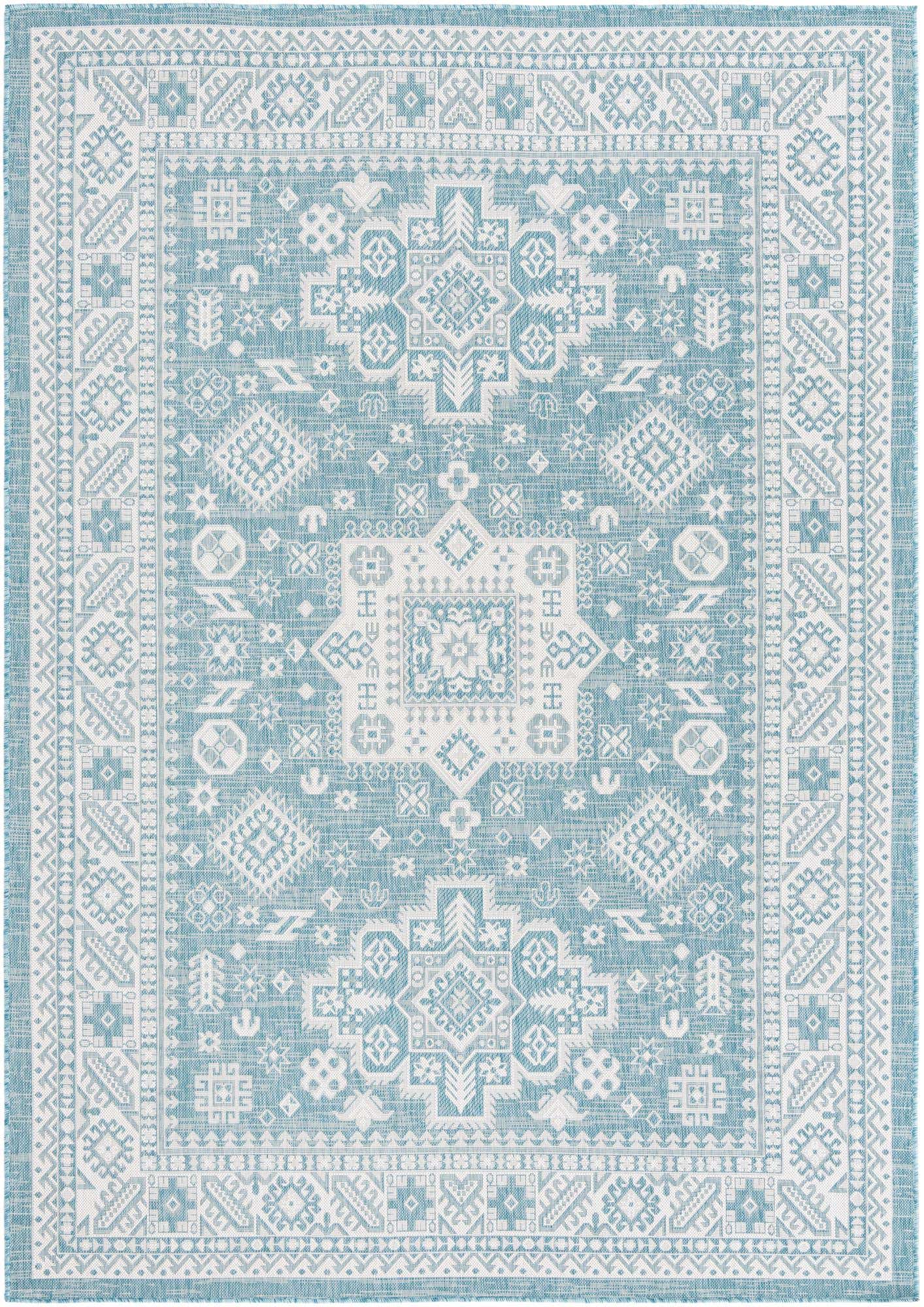 7' x 10' Easy-Clean Aztec Indoor / Outdoor Rug