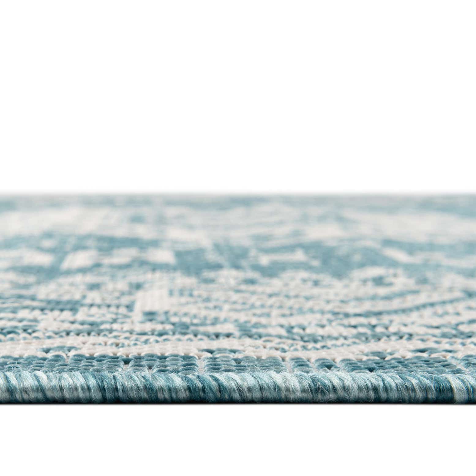 Custom Aqua Easy-Clean Aztec Indoor / Outdoor Rug