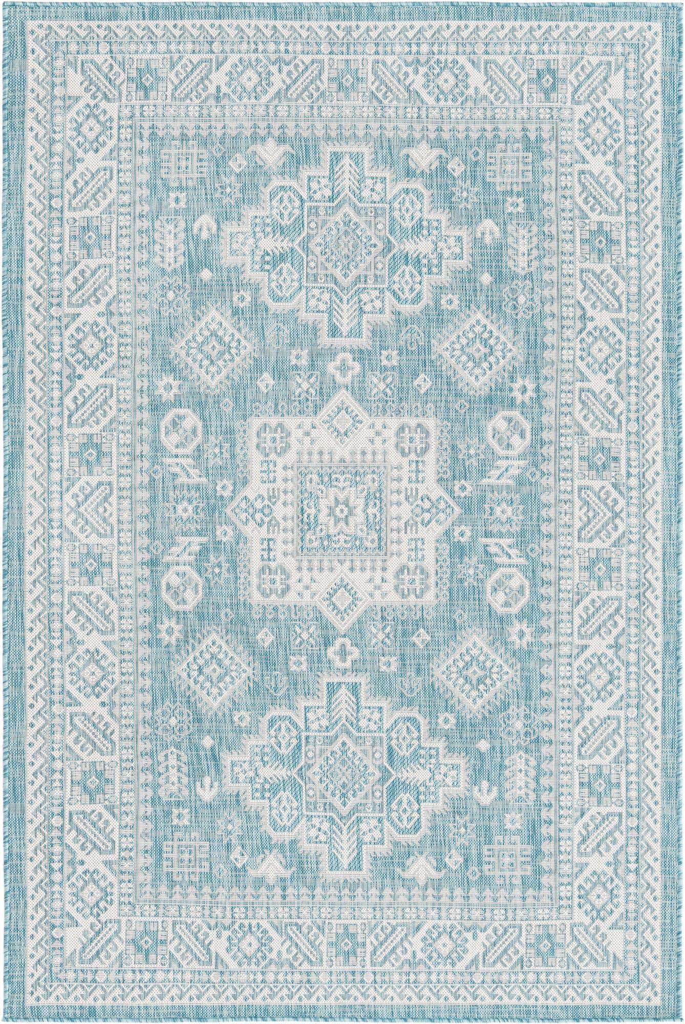 5' 3 x 8' Easy-Clean Aztec Indoor / Outdoor Rug