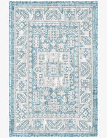 Aqua Easy-Clean Aztec Indoor / Outdoor Rug