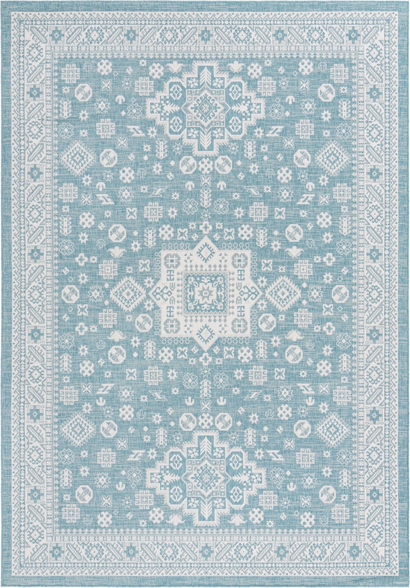 Primary image 10' x 14'  Washable Aztec Indoor / Outdoor Rug