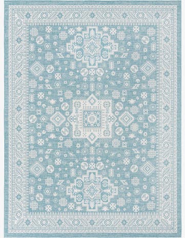 Aqua Easy-Clean Aztec Indoor / Outdoor Rug