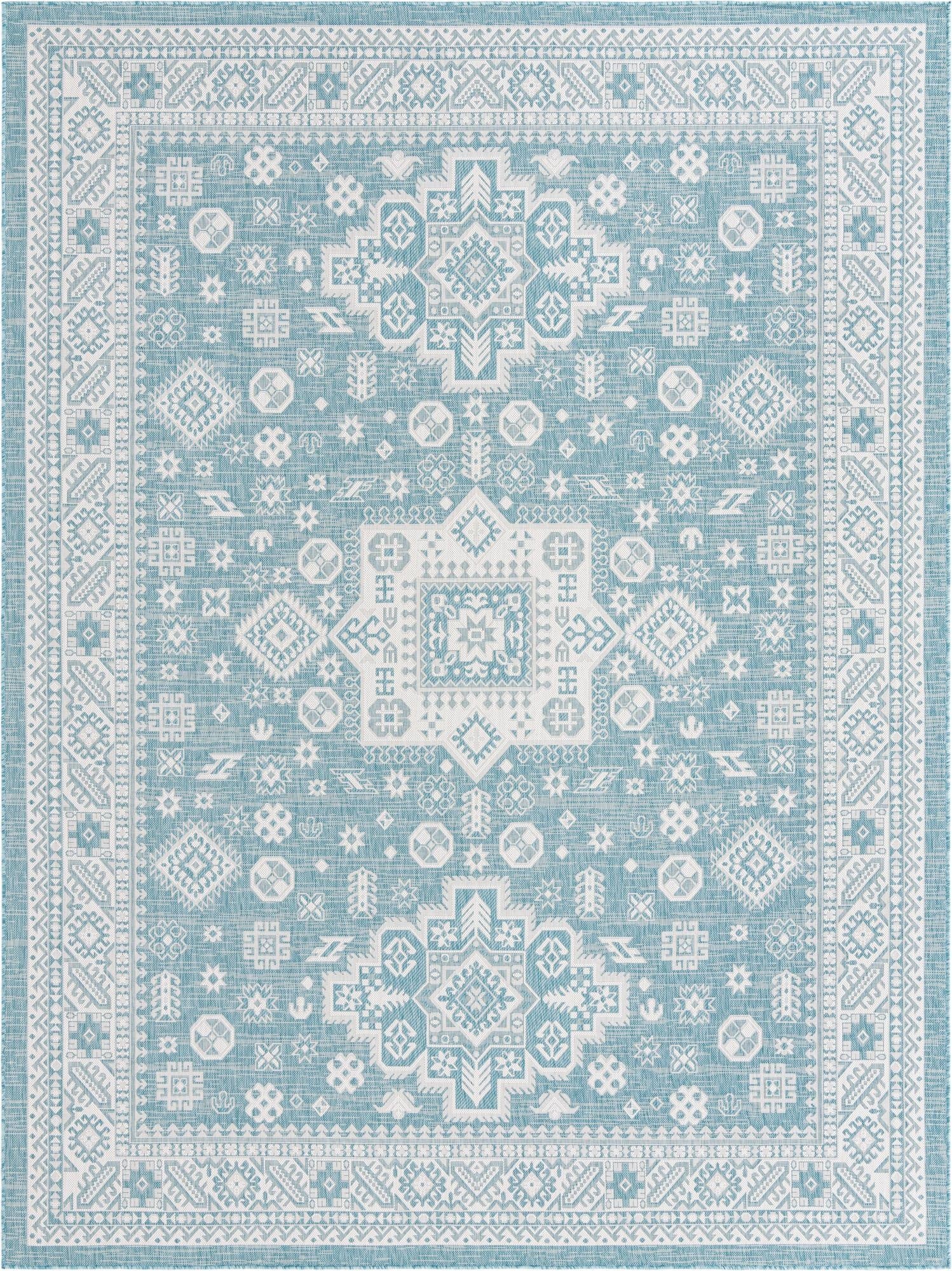 9' x 12'  Washable Aztec Indoor / Outdoor Rug