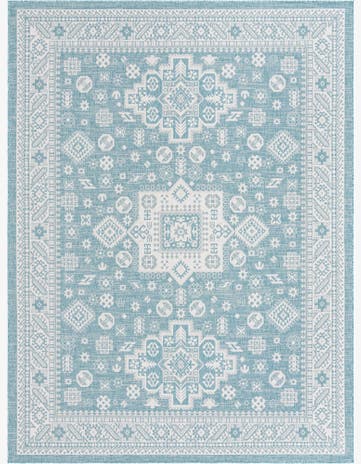 Aqua Easy-Clean Aztec Indoor / Outdoor Rug