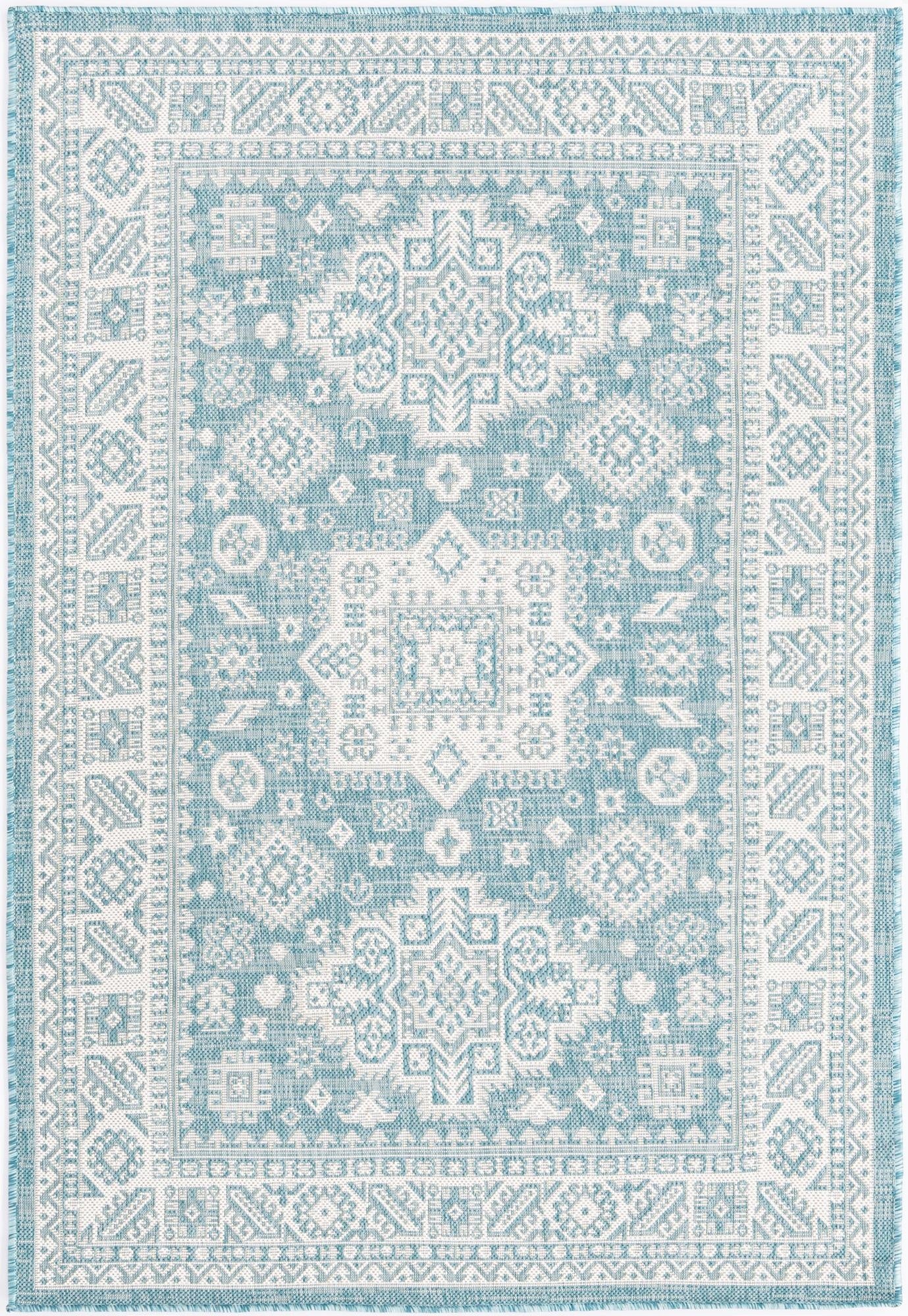 Primary image 4' x 6'  Washable Aztec Indoor / Outdoor Rug