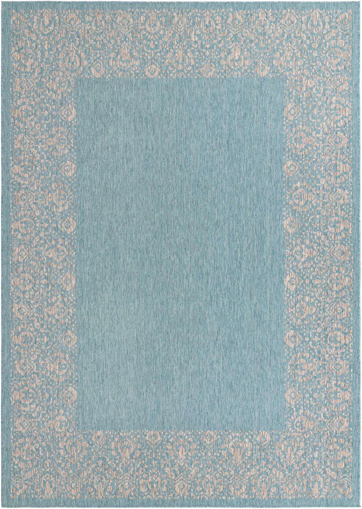 7' 10 x 11' Easy-Clean Border Indoor / Outdoor Rug