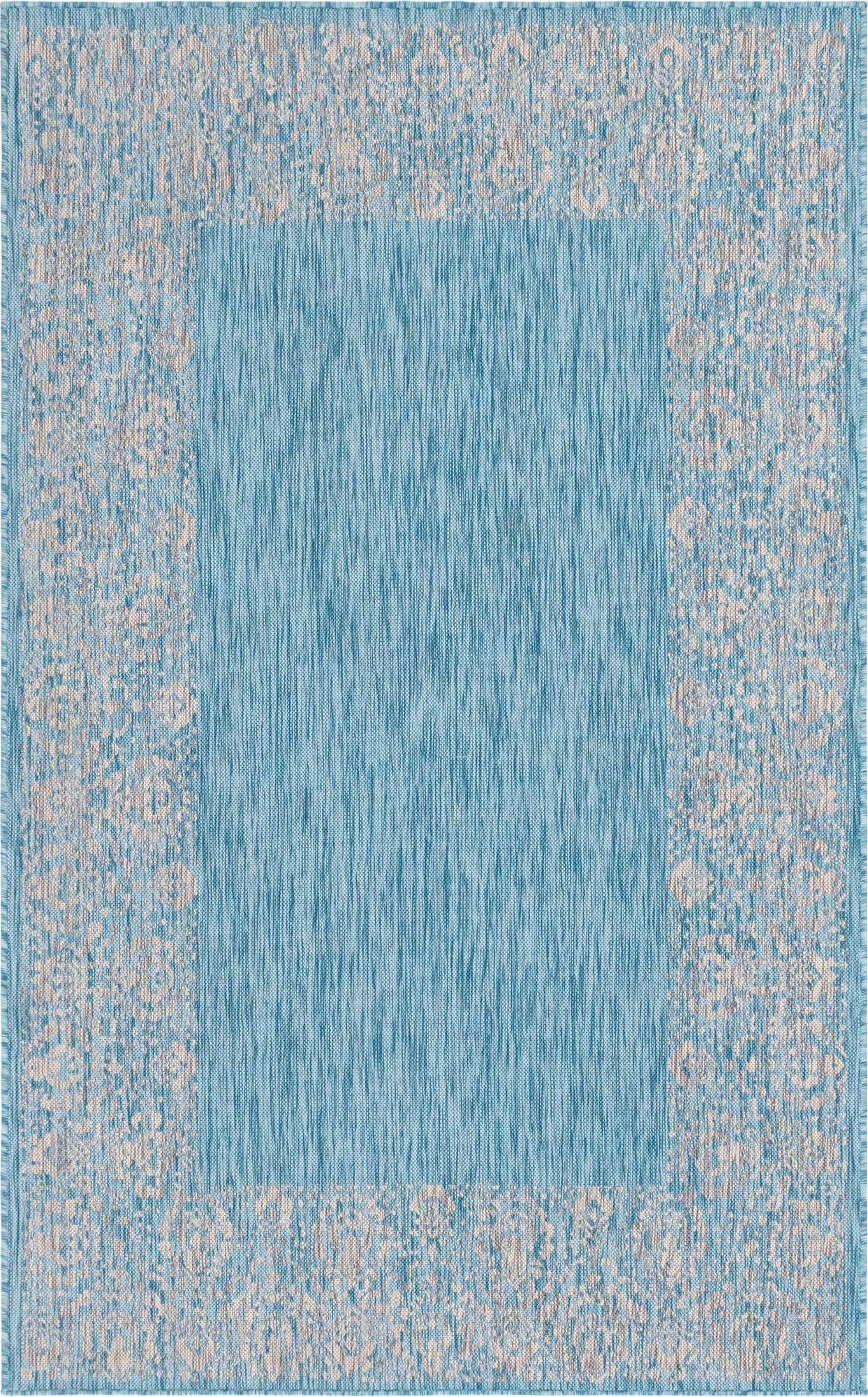 5' 3 x 8' Easy-Clean Border Indoor / Outdoor Rug
