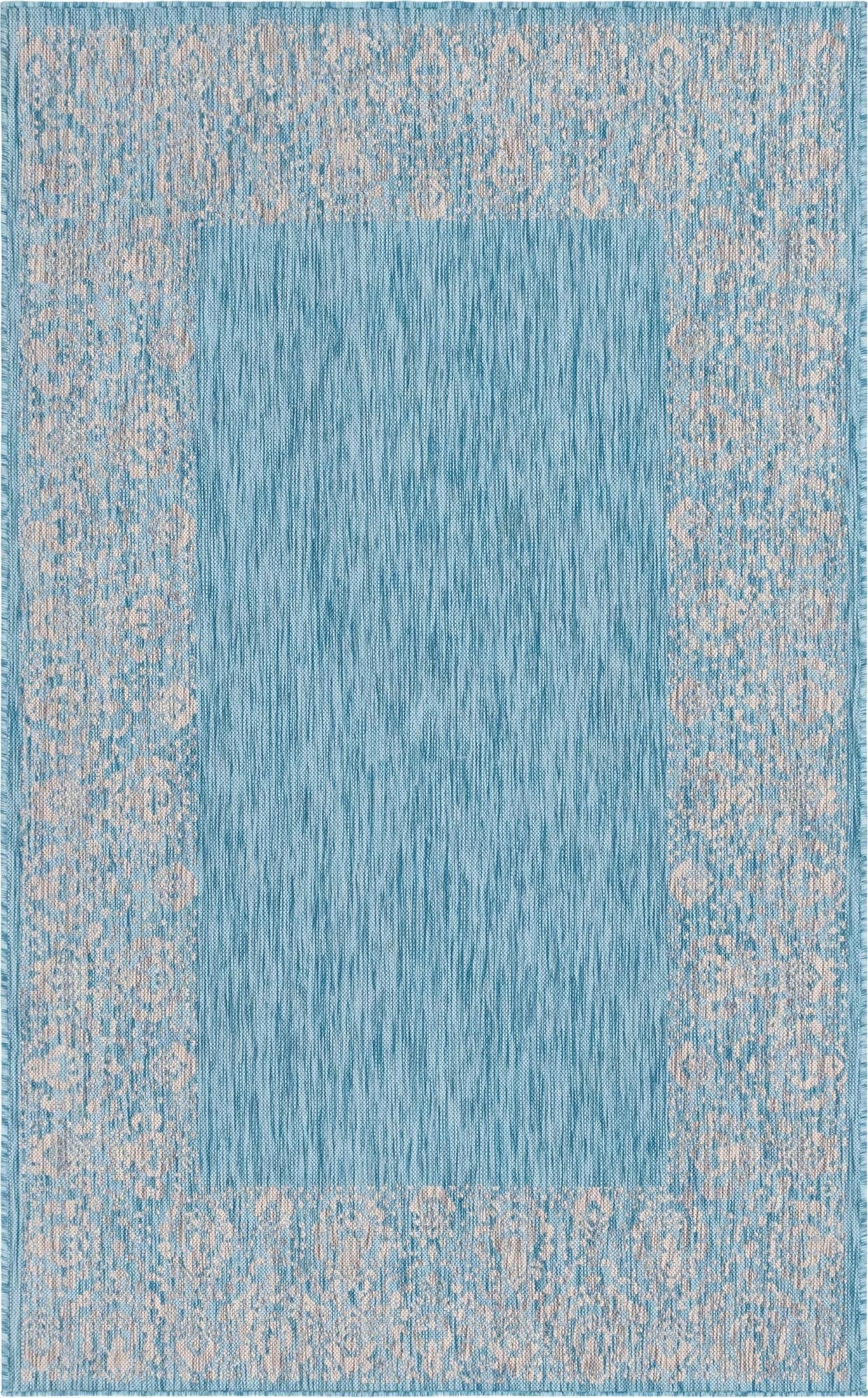 Primary image 5' 3 x 8'  Washable Border Indoor / Outdoor Rug