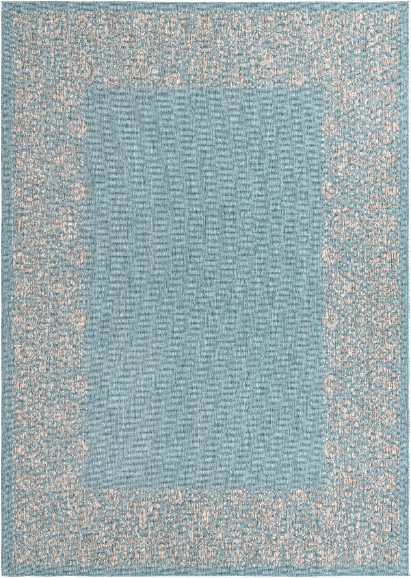 Primary image 7' 10 x 11'  Washable Border Indoor / Outdoor Rug