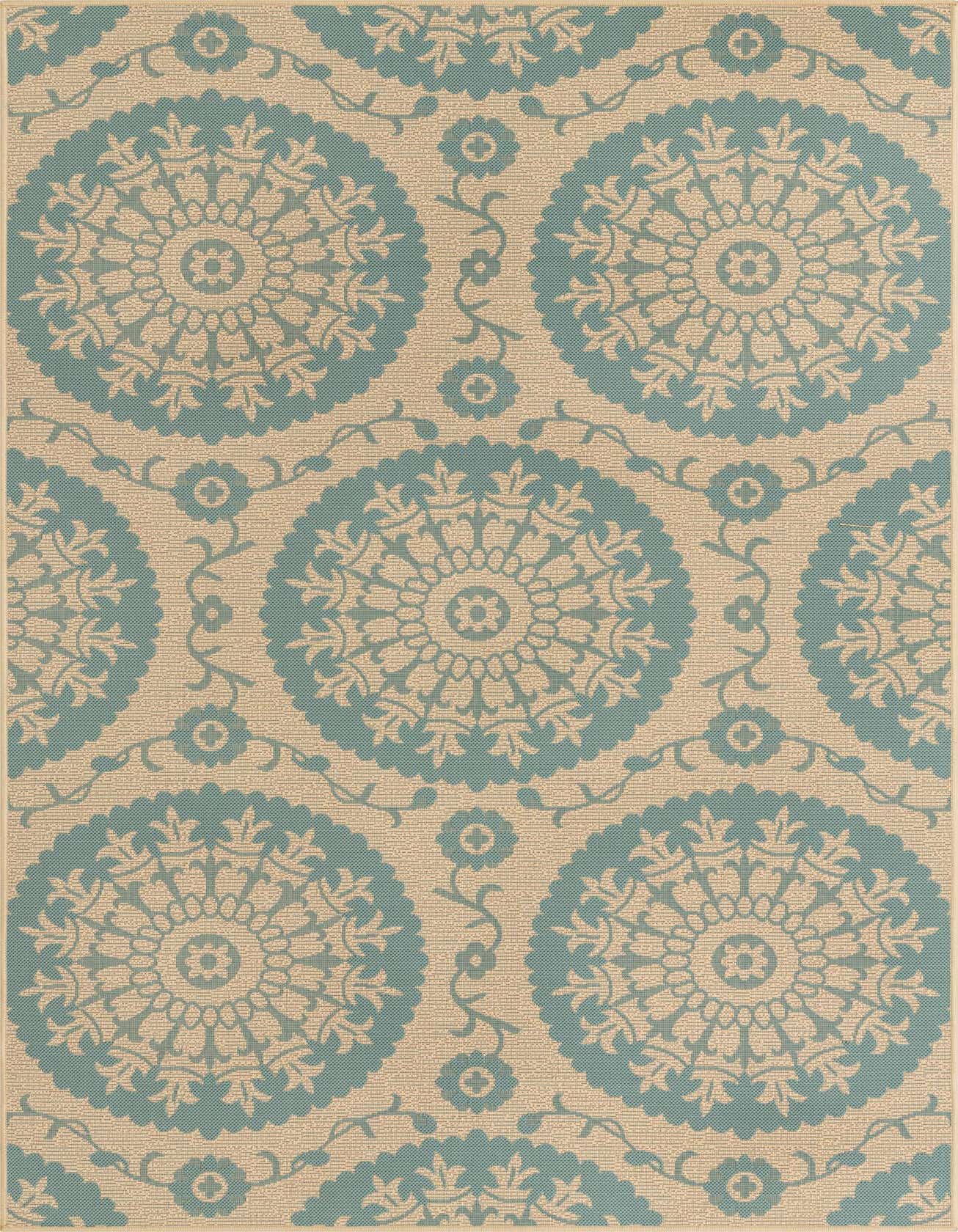 5' 3 x 8' Easy-Clean Botanical Indoor / Outdoor Rug