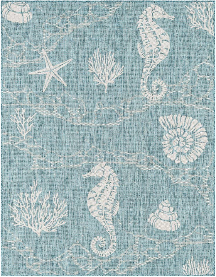 Detail image of 5' 3 x 8' Easy-Clean Coastal Indoor / Outdoor Rug